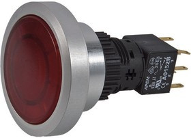 A9PFA1Y2BK1, Apem Illuminated Push Button Switch, Momentary, Panel Mount, 30mm Cutout, DPDT, Red LED, IP65