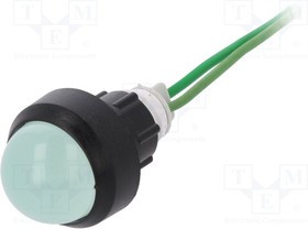 LG-D20H-230AC, Индикат.лампа: LED, выпуклый, 230ВAC, Отв: d13мм, провода 300мм