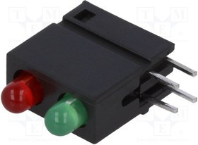 DVDD202, LED; в корпусе; красный/зеленый; 3мм; Кол-во диод: 2; 20мА; 40°