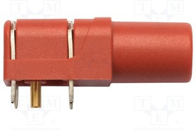 SWEB8094AU-RT, Гнездо, "банан" 4мм, 24А, 1кВ, красный, позолота, PCB, -25-80°C
