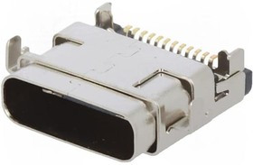 KEYS953, Гнездо, USB C, на PCB, SMT, горизонтальный, USB 3.1, gold flash, 1А