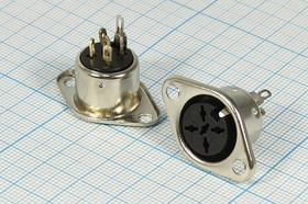 Гнездо DIN, 5HP[90]+1C, на панель, металл фланец 2отверстия, DN-5BJ3; №10237 гн DIN\ 5HP[90]+1C\пан\мет флан 2отв\\DN-5BJ3\