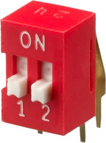 DA02V, 2 Way Through Hole DIP Switch SPST, Raised Actuator