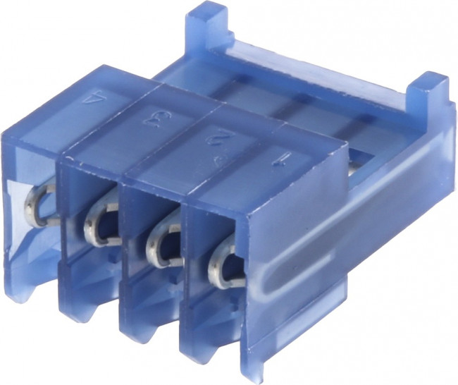 3-643815-4, Headers &amp; Wire Housings 4P 26AWG TIN CLSD W/TAB WHT W/BLU STRP