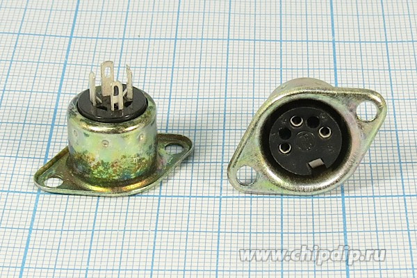 Разъем DIN 3HP+1C розетка, на блок, металл фланец 2отверстия, ОНЦ-ВГ-2-3/16-Р-М