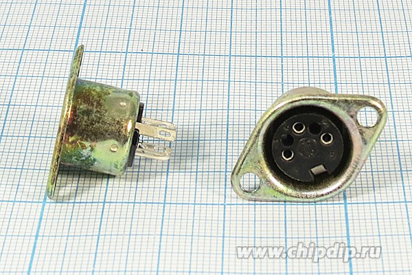 Разъем DIN 3HP+1C розетка, на блок, металл фланец 2отверстия, ОНЦ-ВГ-2-3/16-Р-М