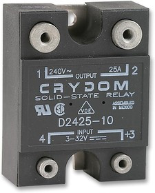 D2425-10, Твердотельное реле, SPST-NO, 25 А, 280 В AC, Панель, Винт, Произвольное Включение