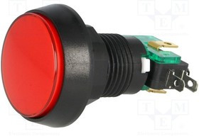 VAQ-9-10-24-R, Переключатель кнопочный, Положения 2, SPDT, 10A/250ВAC, красный