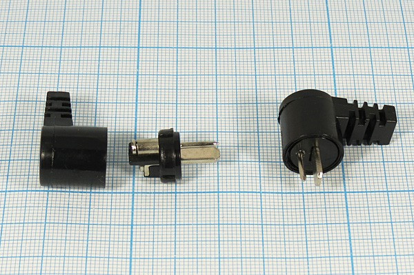 Штекер "Точка-Тире" углового типа, под винт; №9360 штек DIN\ 1P+1T\каб\\винт\угл\пл хвост\[д/аудио-сист