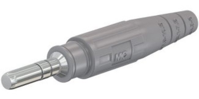 15.0001-28, Grey Male Test Plug, 6 mm Connector, Crimp Termination, 80A, 600V, Silver Plating 15.0001-28, Grey Male Test Plug, 6 mm Connector, Crimp Termination, 80A, 600V, Silver Plating