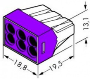 773-106, 773 PUSH WIRE Series Junction Box Connector, 6-Way, 24A, 18 12 AWG, 16 12 AWG Wire, Push In