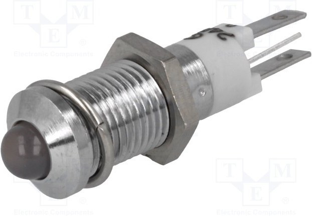 SMQE 08214, Индикат.лампа: LED, выпуклый, 24-28ВDC, Отв: d8,2мм, IP40, металл