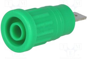 BS-324-LW-G, Гнездо, "банан" 4мм, 32А, зеленый, никелированные, на панель, 24мм