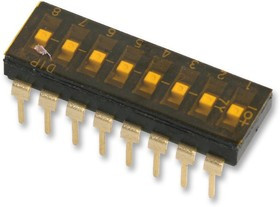 MCTIIR-08-T, DIP / SIP переключатель, 8 схем(-а), Ползунок, Сквозное Отверстие, SPDT, 24 В DC, 25 мА
