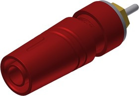 972360701, Red Female Banana Socket, 4 mm Connector, Solder Termination, 24A, 1000V ac/dc, Gold