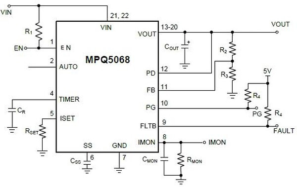 MPQ5068GQV-AEC1-P, HOT-SWAP CTRL, AEC-Q100, -40 TO 125DEG C