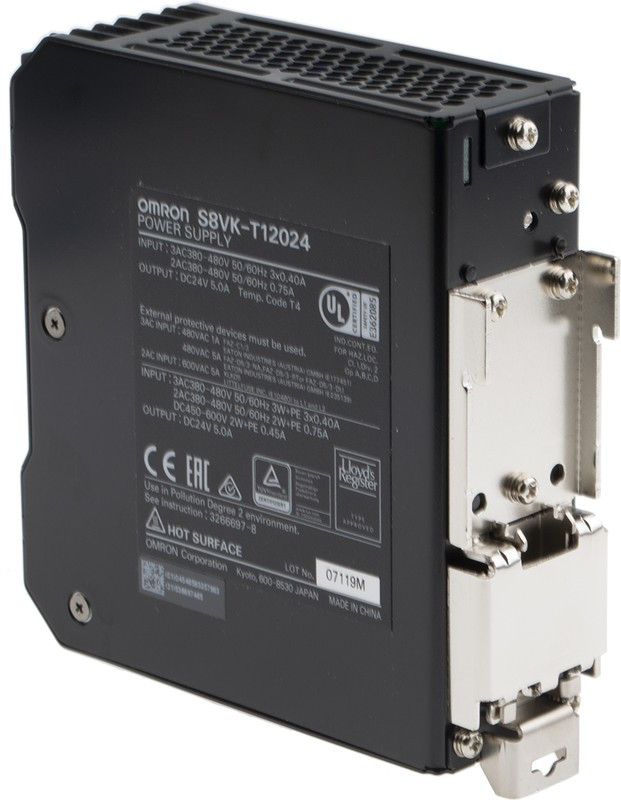 S8VKT12024, DIN Rail Power Supply, 89%, 24V, 5A, 120W, Adjustable