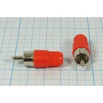Разъем RCA вилка, 4-5мм, на кабель, пластик, L29, красный, [тюльпан]