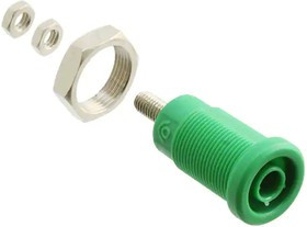 72930-5, Test Plugs &amp; Test Jacks PANEL MT IEC 4MM(0.16IN)JACK FOR SHEATHED PLUG, HEX NUT, (GREEN)