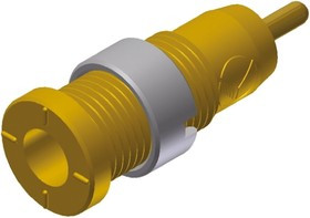 975459703, Yellow Female Banana Socket, 2mm Connector, Solder Termination, 10A, 1000V ac/dc, Gold