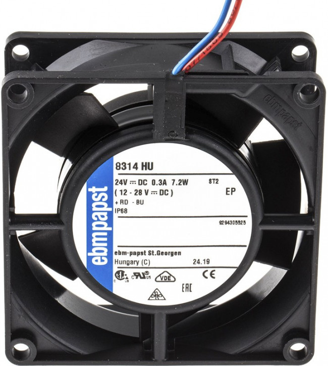 Вентилятор Ebmpapst 8314HU 80x80x32 DC защита IP 68 2pin 24v Вентилятор Ebmpapst 8314HU 80x80x32 DC защита IP 68 2pin 24v