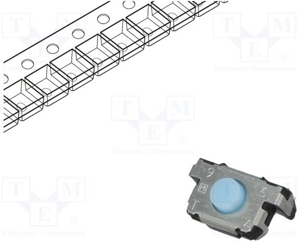 EVQP4HB3B, Тактильная кнопка, SPST-NO, EVQP4, Side Actuated, Edge Mount, Round Button, 250 гс, 20мA при 15В DC