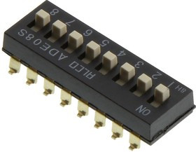 1-1825058-9, DIP / SIP переключатель, 8 схем(-а), Ползунок, SMD (Поверхностный Монтаж), SPST, 24 В, 100 мА