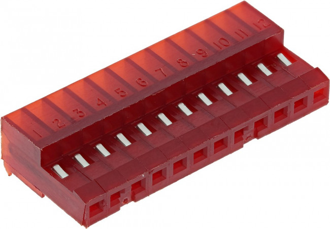 4-640440-2, Headers &amp; Wire Housings 22AWG 12 POSITION WHITE W/RED STRIPE