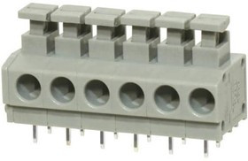 TBL001-500-06GY-2GY, Fixed Terminal Blocks Terminal block, screwless, 5.00, horizontal, 6 poles, cool gray