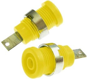 Z013 4mm panel jack YELLOW, Гнездо Z013 4 мм panel jack желтый, на панель под пайку