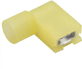 190070040, 19007 Yellow Insulated Female Spade Connector, Flag Terminal, 6.35 x 0.81mm Tab Size