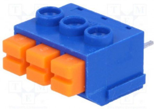 TB-5.0-P-3P-SPR, Зажимная рейка для печатных плат, угловой 90°, 5мм, на PCB, 8А