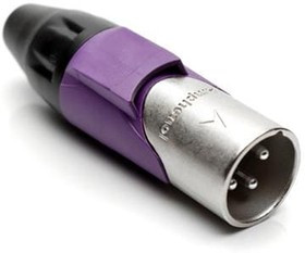 AX3M7M, XLR Connectors 3 pole Pin Male Plug AX XLR AudioCable Conn SatinNickel w/ Violet Marking Sleeve