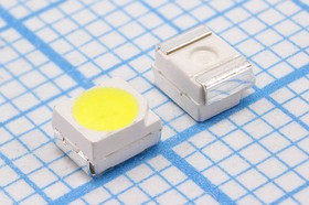 Светодиод SMD 1411=3.5x2.8мм, белый холодный, 2200мкд, 120град, желтая линза; Q-15573B СД SMD03528C2\белх\ 2200\120\жел\ FYLS-3528UWC-L\