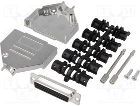 DTZK25-HDS-K, Разъем D-Sub HD; PIN: 44; вилка; "мама"; пайка; на провод; черный