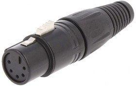 FC6166, Вилка; XLR; "мама"; PIN: 5; прямой; на провод; пайка; черный