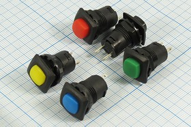Переключатель кнопочный, d12, 220В, 1.5А, ON-OFF, синий, контакты 2C, R13-511