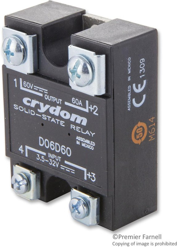 D06D60, Твердотельное реле, SPST-NO, 60 А, 60 В DC, Панель, Винт, DC Переключатель D06D60, Твердотельное реле, SPST-NO, 60 А, 60 В DC, Панель, Винт, DC Переключатель
