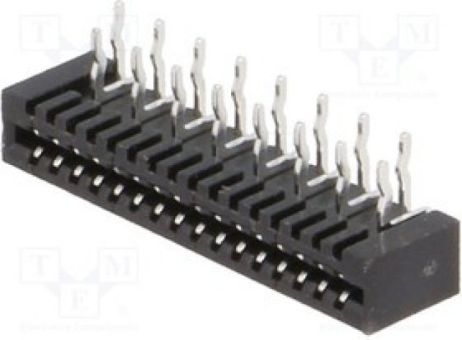 DS1020-04-16BRT1, Разъем: FFC (FPC), угловой 90°, PIN: 16, NON-ZIF, THT, луженые, 1мм