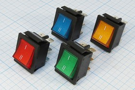 Двухполюсный переключатель желтого цвета без подсветки DPDT, 2xON-OFF/OFF-ON, 250В/15А; №1261 Y ПКл\\15\2xON- ON\21,7x28,5\ чер\жел\\6T\RS20