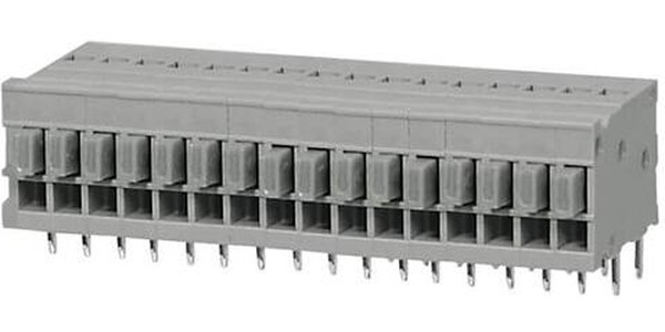 TBL009-254-16GY-2GY, Fixed Terminal Blocks Terminal block, screwless, 2.54, Horizontal, 16, Gray w Gray Button