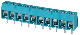 TB003-500-P10BE, Fixed Terminal Blocks Terminal block, screw type, 5.00 , horizontal, 10 poles, CUI Blue, Philip's head screw, PCB mount