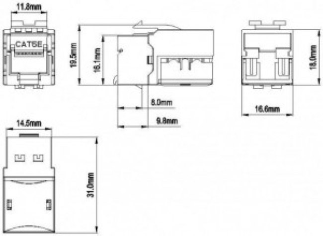Вставка Keystone Jack RJ45 (8P8C) кат.5E KJ9-8P8C-C5e-90-WH бел. Hyperline 432595