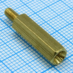 H-L1800-2400-5-03-1N1W-9, (PCHSN-18), Стойка для печатной платы, шестигранная., латунь, М3, 18 мм H-L1800-2400-5-03-1N1W-9, (PCHSN-18), Стойка для печатной платы, шестигранная., латунь, М3, 18 мм