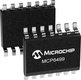 MCP6499T-E/SL, MCP6499T-E/SL, Operational Amplifier, Op Amp, RRIO, 30MHz, 1.8 5.5 V, 14-Pin SOIC