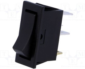 RS1391FBB0, ROCKER; SPST; Pos: 2; OFF-(ON); 10A/250VAC; black; none; 50m?