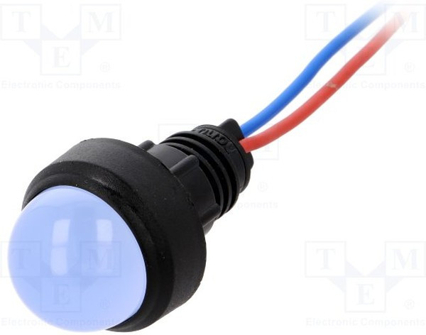 LB-D20-12AC/DC, Индикат.лампа: LED, выпуклый, 12ВDC, 12ВAC, Отв: d13мм, IP40