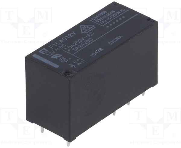 FTR-F1CA012V, Реле: электромагнитное, DPDT, Uобмотки: 12ВDC, 5A/250ВAC, 5A/24ВDC