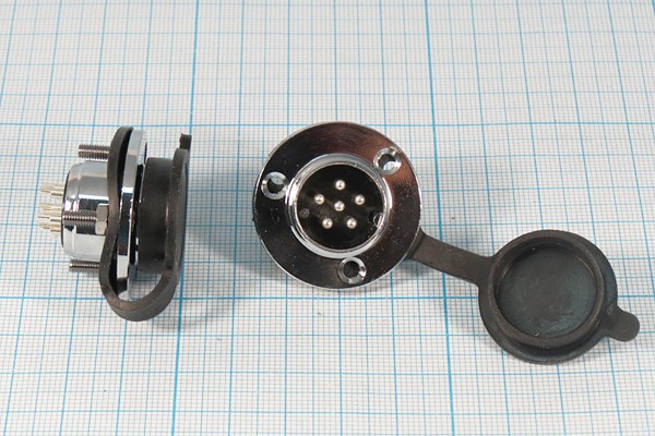 Штекер микрофонный MIC20\ 6P\пан/флан\М19\ зуглушка\XS20JK6P-M; №14536 штек мик MIC20\ 6P\пан/флан\М19\ зуглушка\XS20JK6P-M