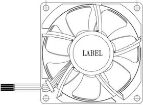 QFR0812UH-CX14, DC Fans Fan, 80x25mm, 12VDC, 70.24CFM, 6.6W, Ball, 4Leads, Lock Rotor Sensor, Tach/PWM